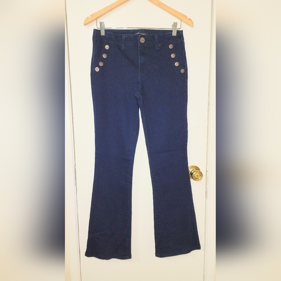 AZ Denim size8 Dark Wash Jeans w/ Sailor Type Buttons On the Sides. Zips In... - Picture 6 of 8